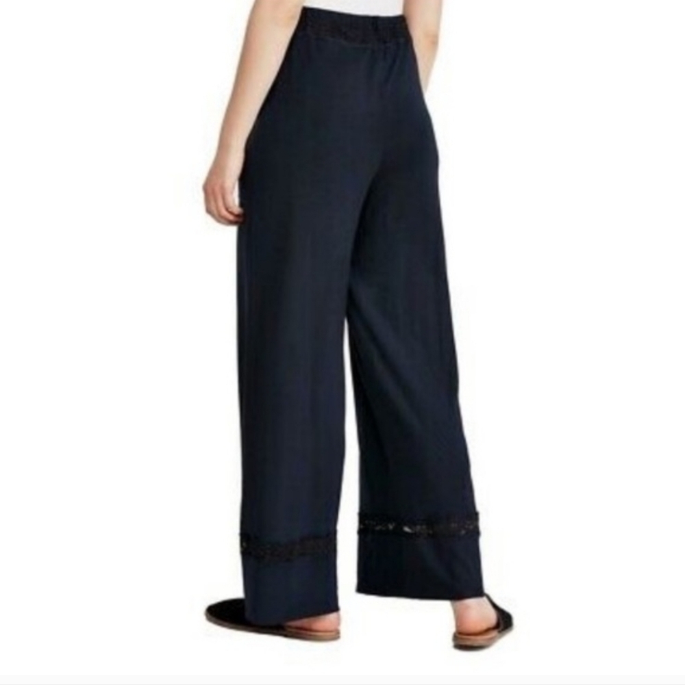 Free People Maddie PJ Lounge Pants High Rise Wide Leg Lace Stretchy Black Sm NWT - Picture 9 of 16